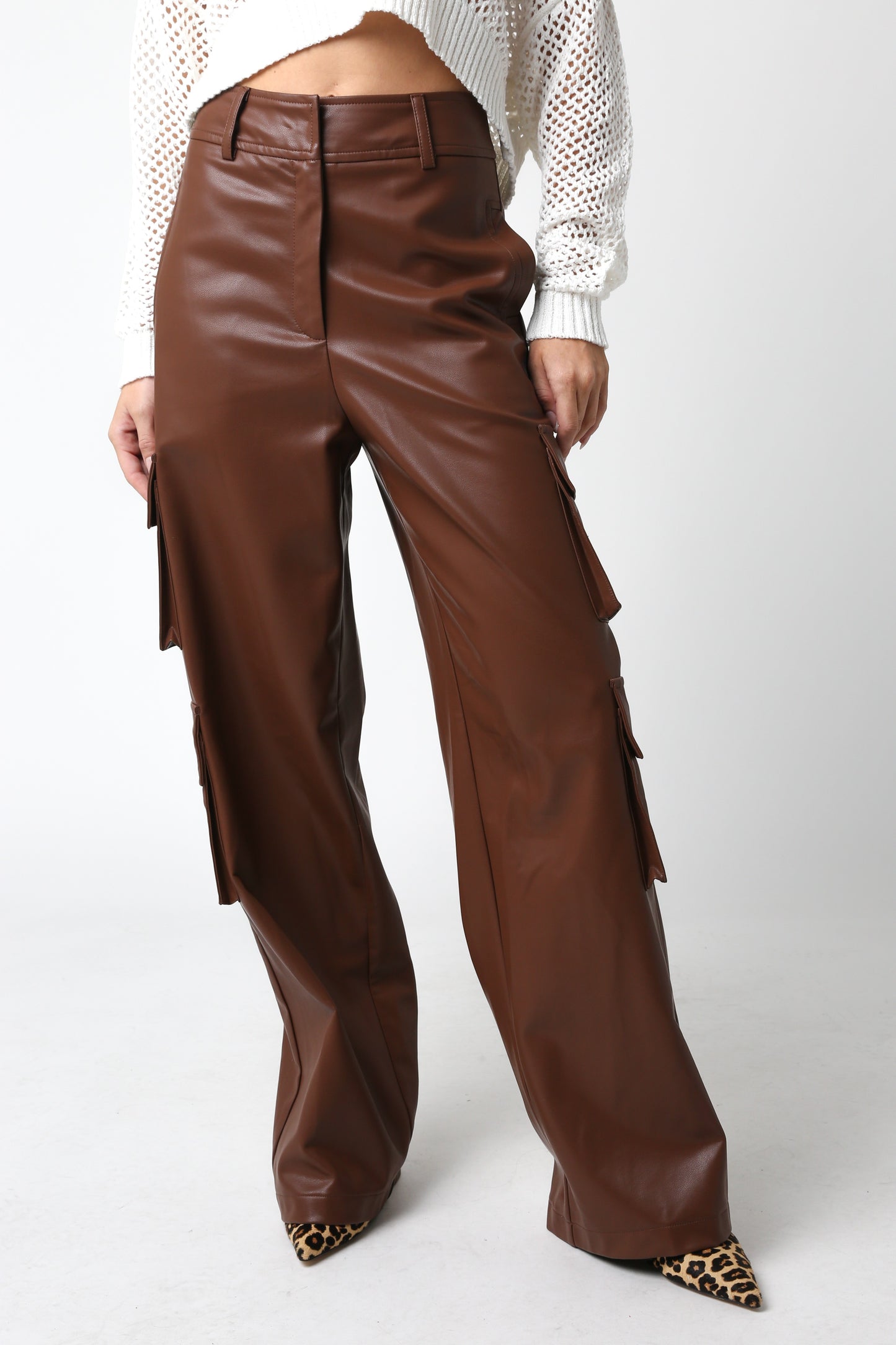 Santi Faux Leather Cargo Pant
