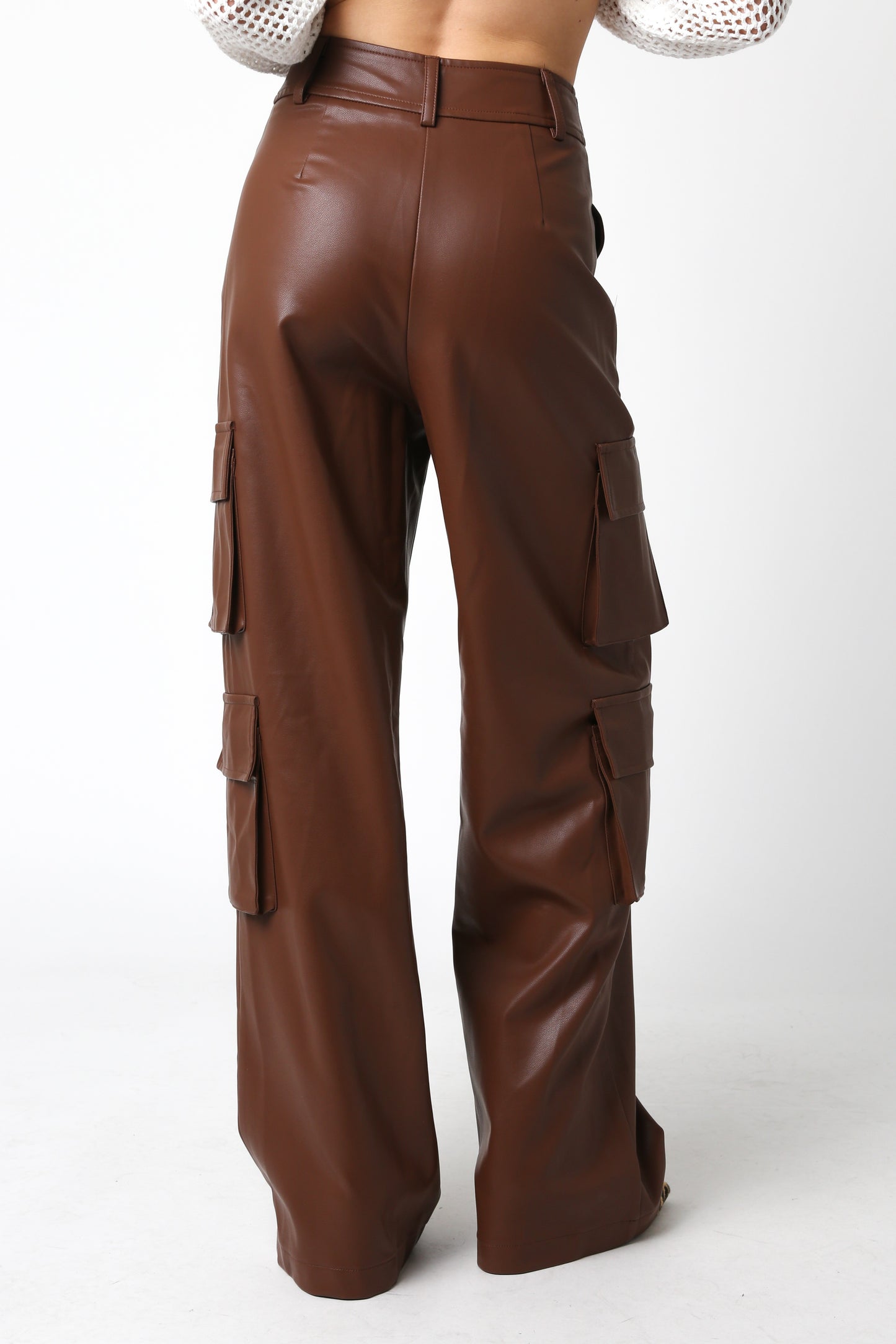 Santi Faux Leather Cargo Pant