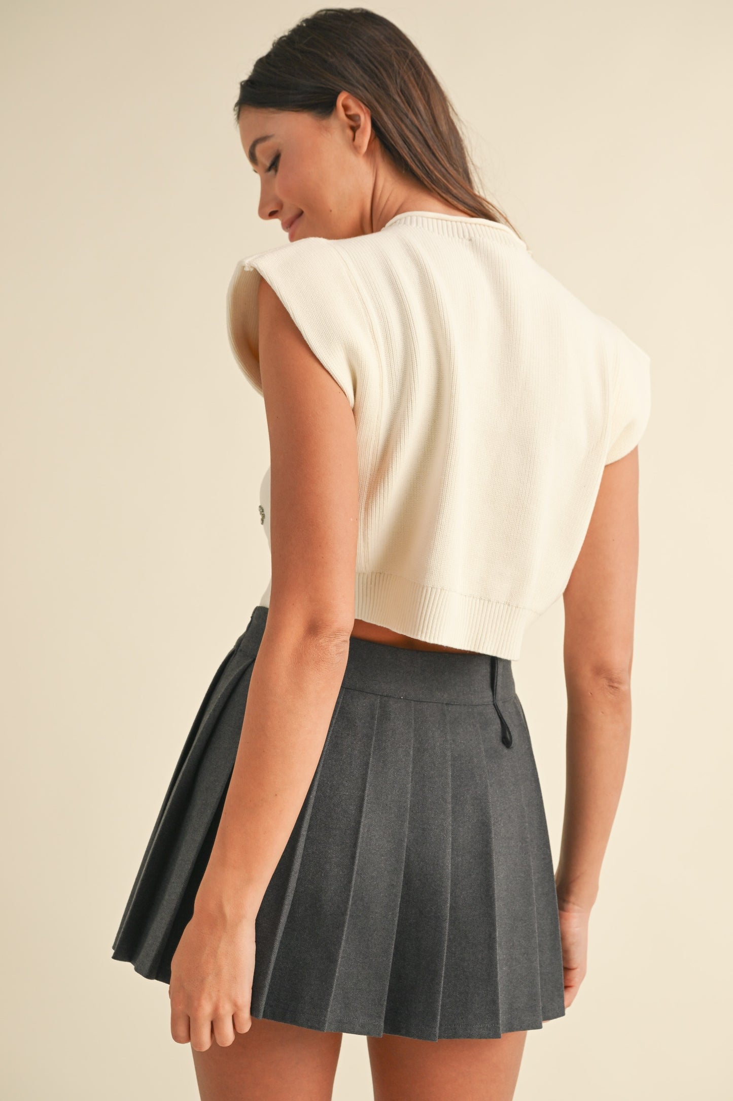 Rhinestone Bow Knit Top