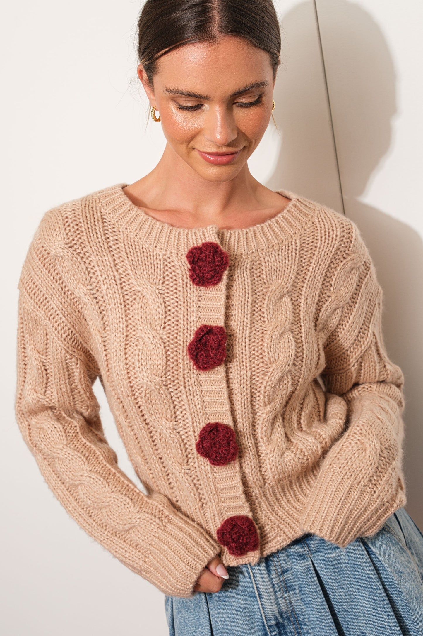 Rose Button Cardi
