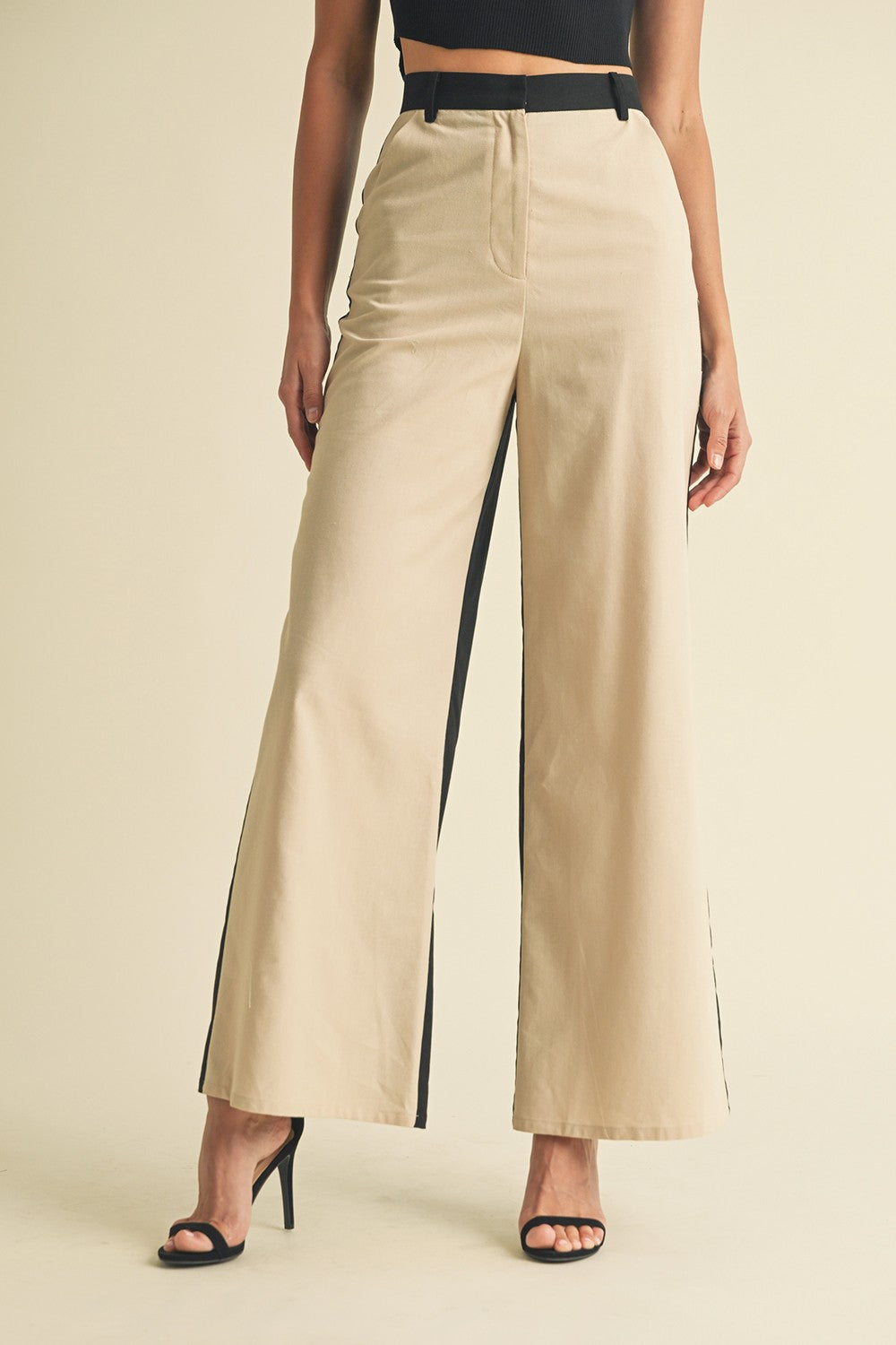 Linen Color Block Trouser