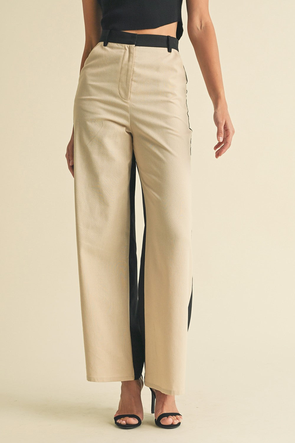Linen Color Block Trouser