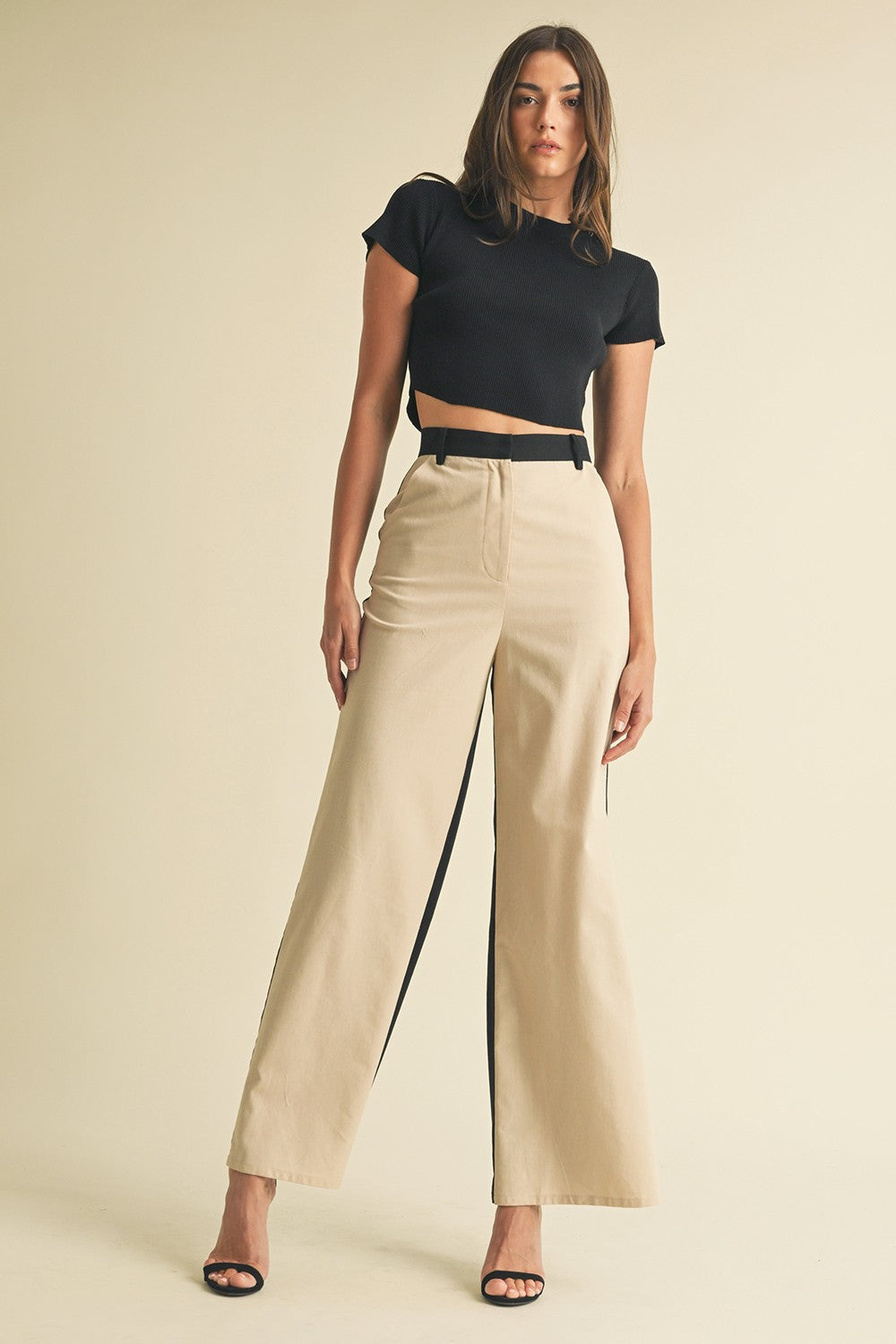 Linen Color Block Trouser