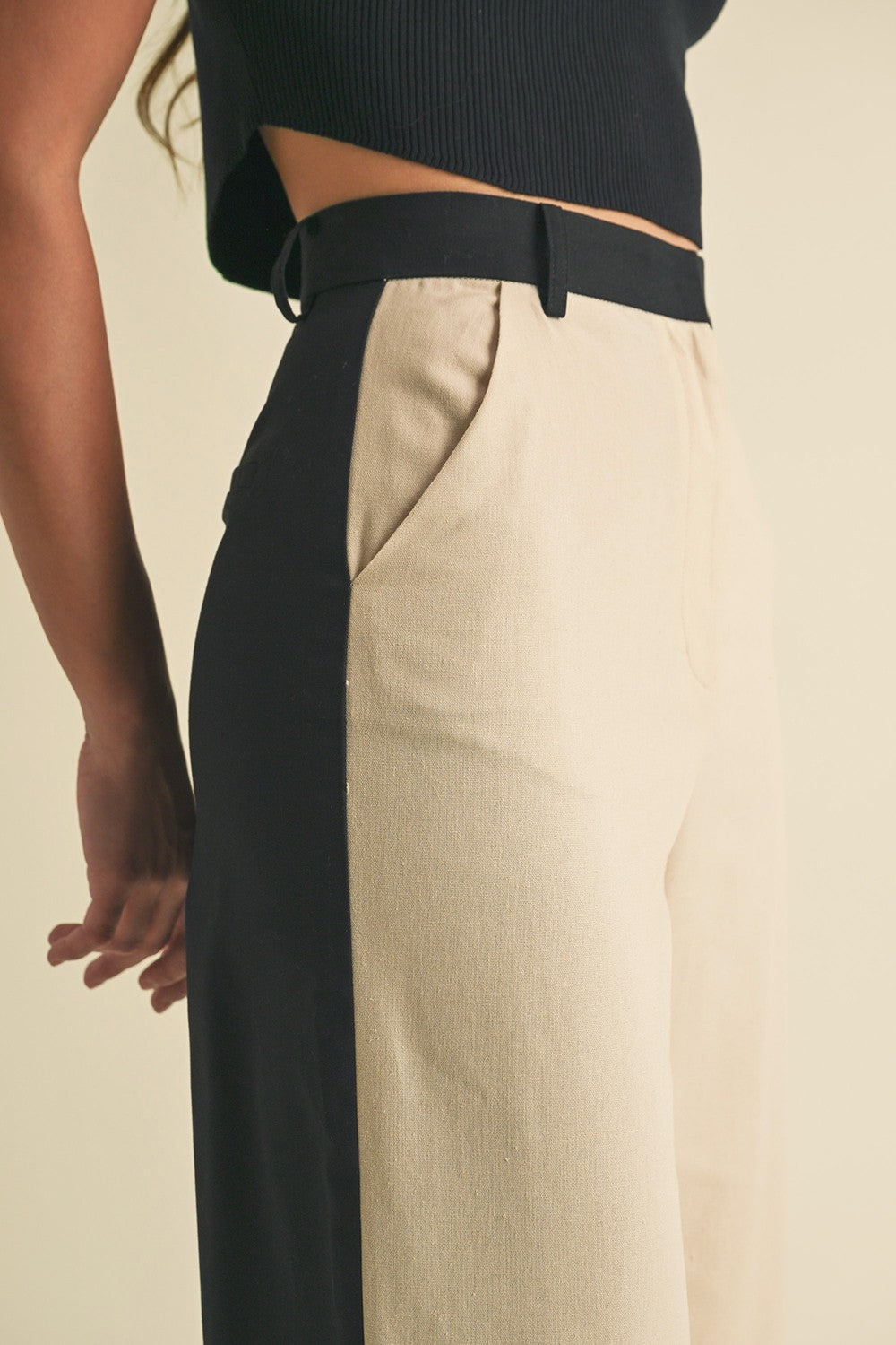 Linen Color Block Trouser