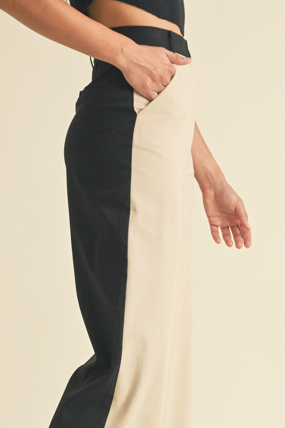 Linen Color Block Trouser