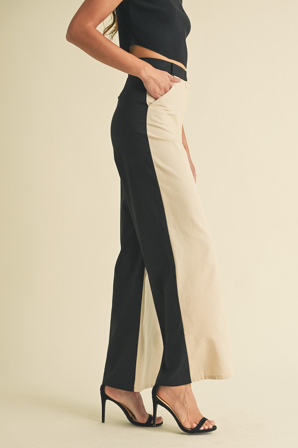 Linen Color Block Trouser