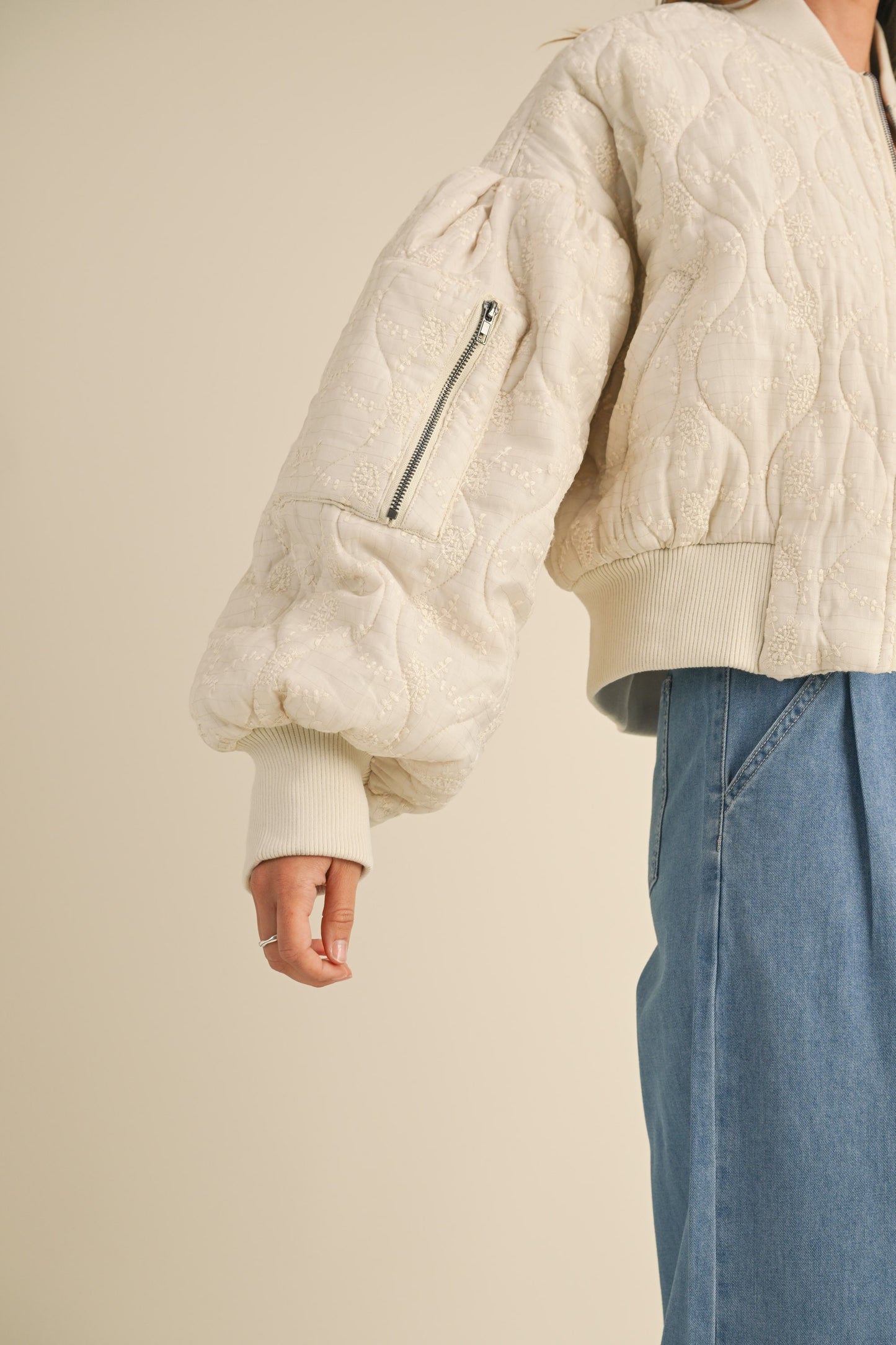 Embroidered Oversized Bomber