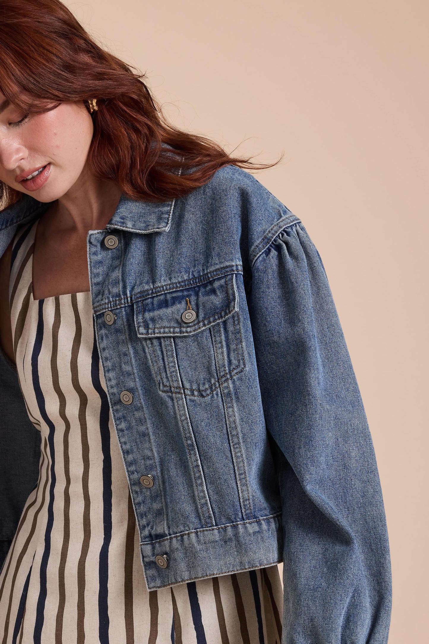Puff Sleeve Denim Jacket
