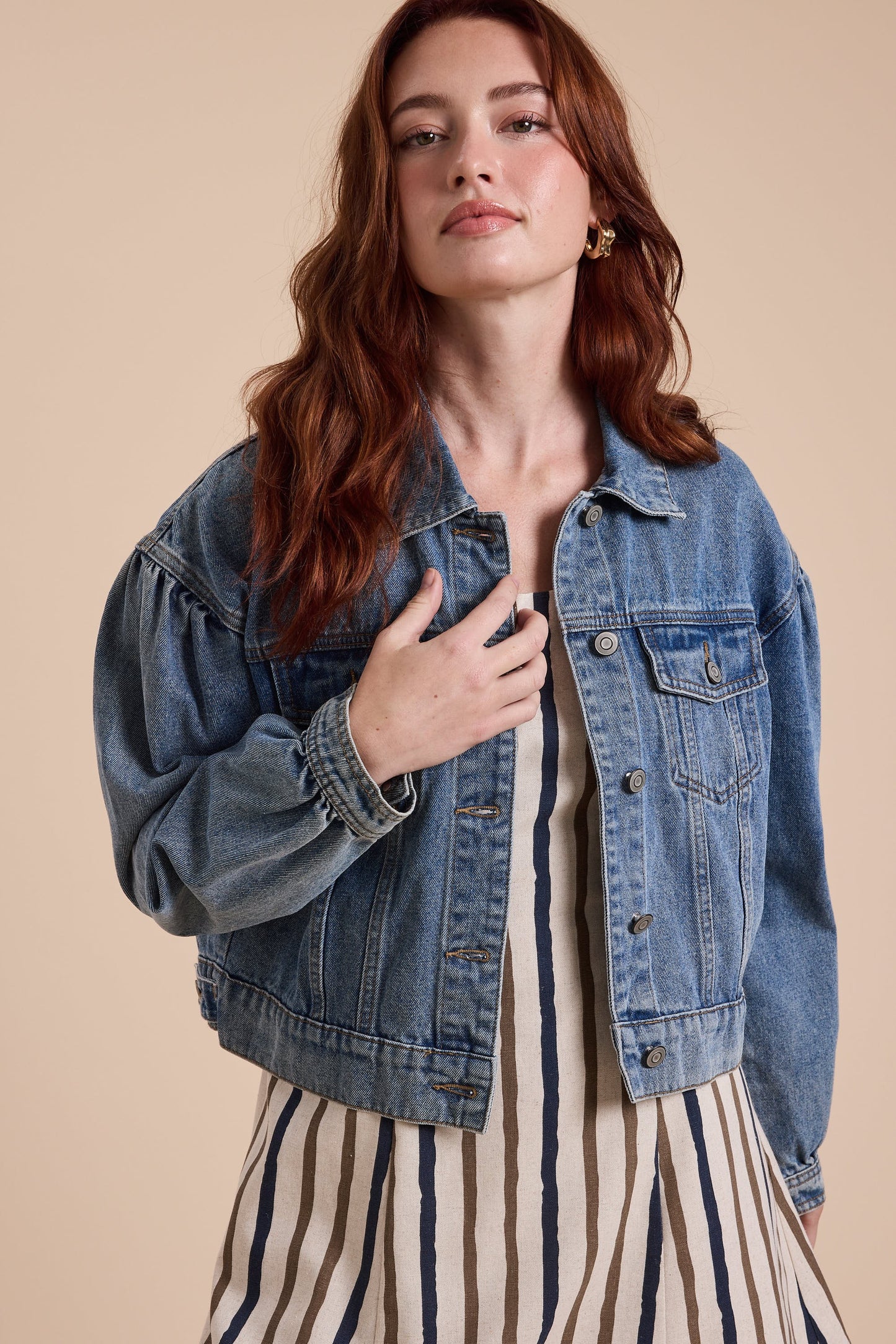Puff Sleeve Denim Jacket