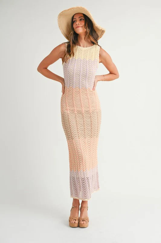 Multi Color Pointelle Maxi Dress