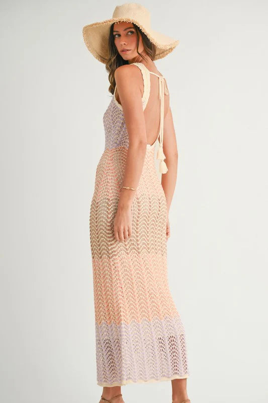 Multi Color Pointelle Maxi Dress