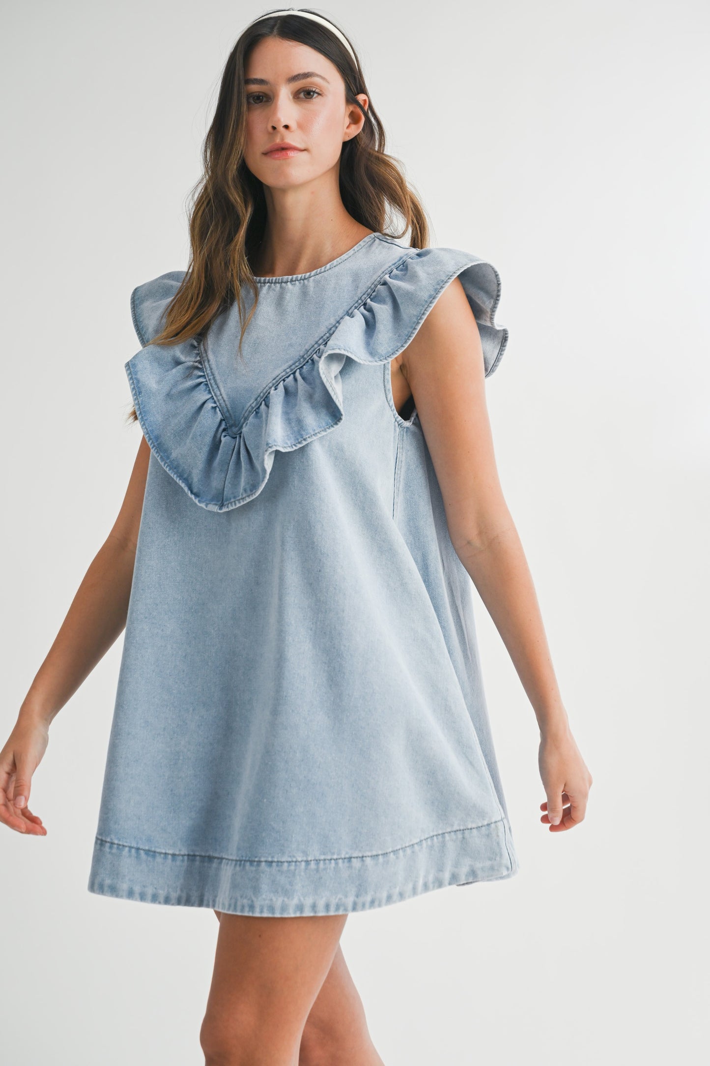 Ruffle Denim Mini Dress