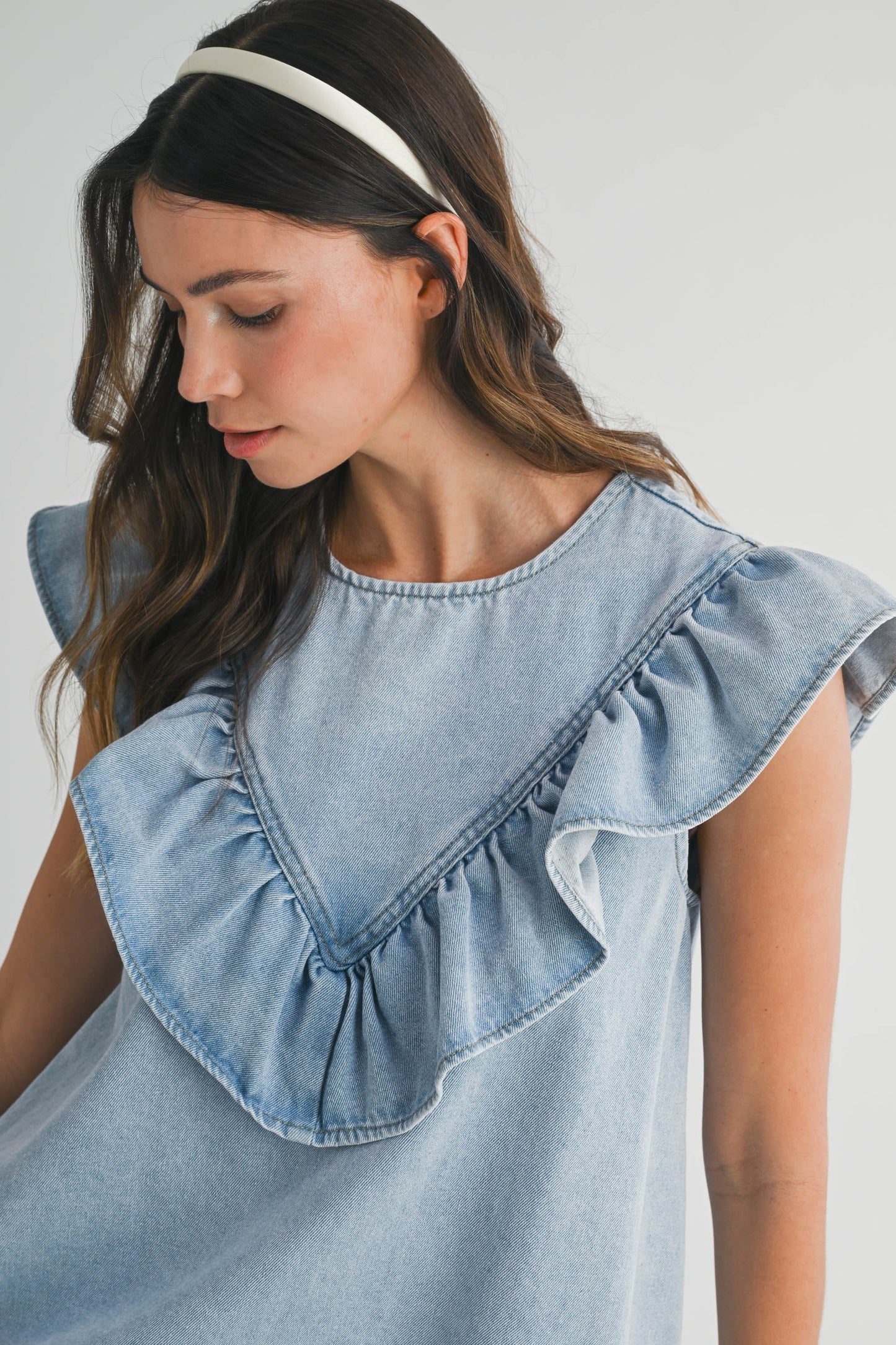 Ruffle Denim Mini Dress