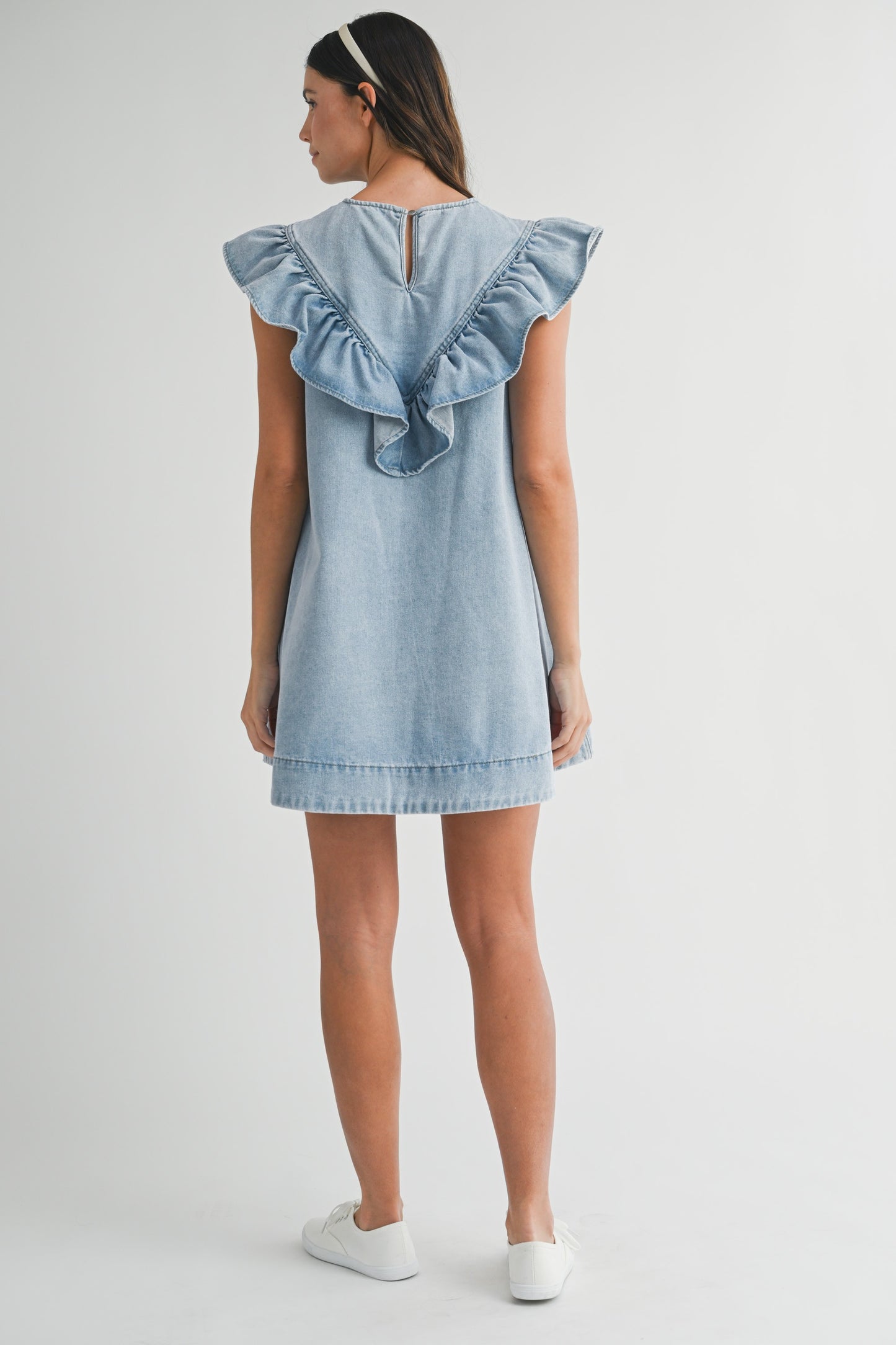 Ruffle Denim Mini Dress