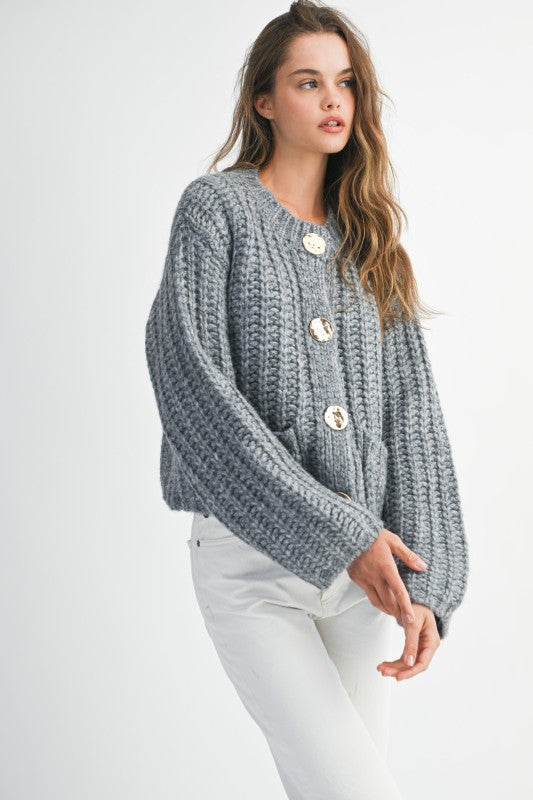 Chunky Knit Cardi - Grey