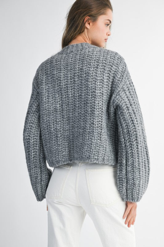 Chunky Knit Cardi - Grey