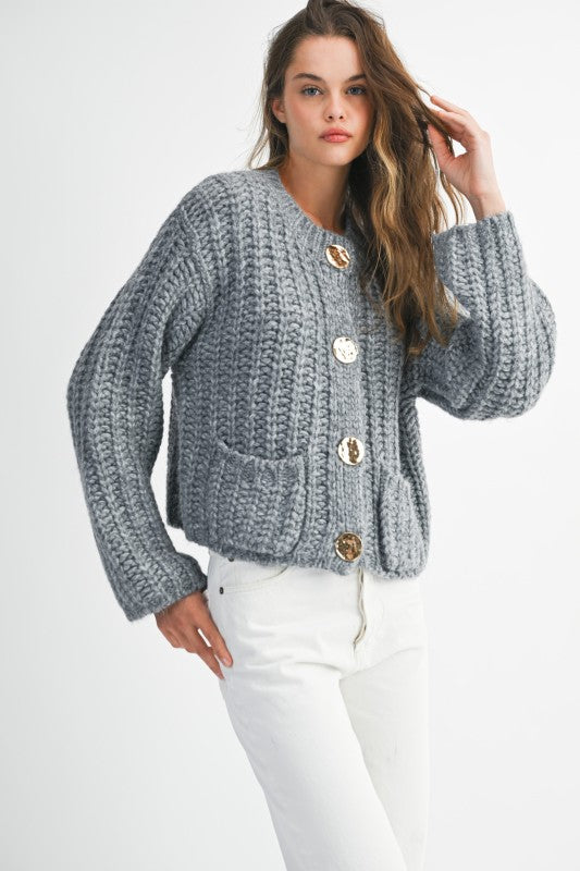 Chunky Knit Cardi - Grey