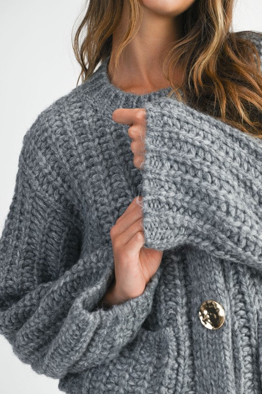 Chunky Knit Cardi - Grey