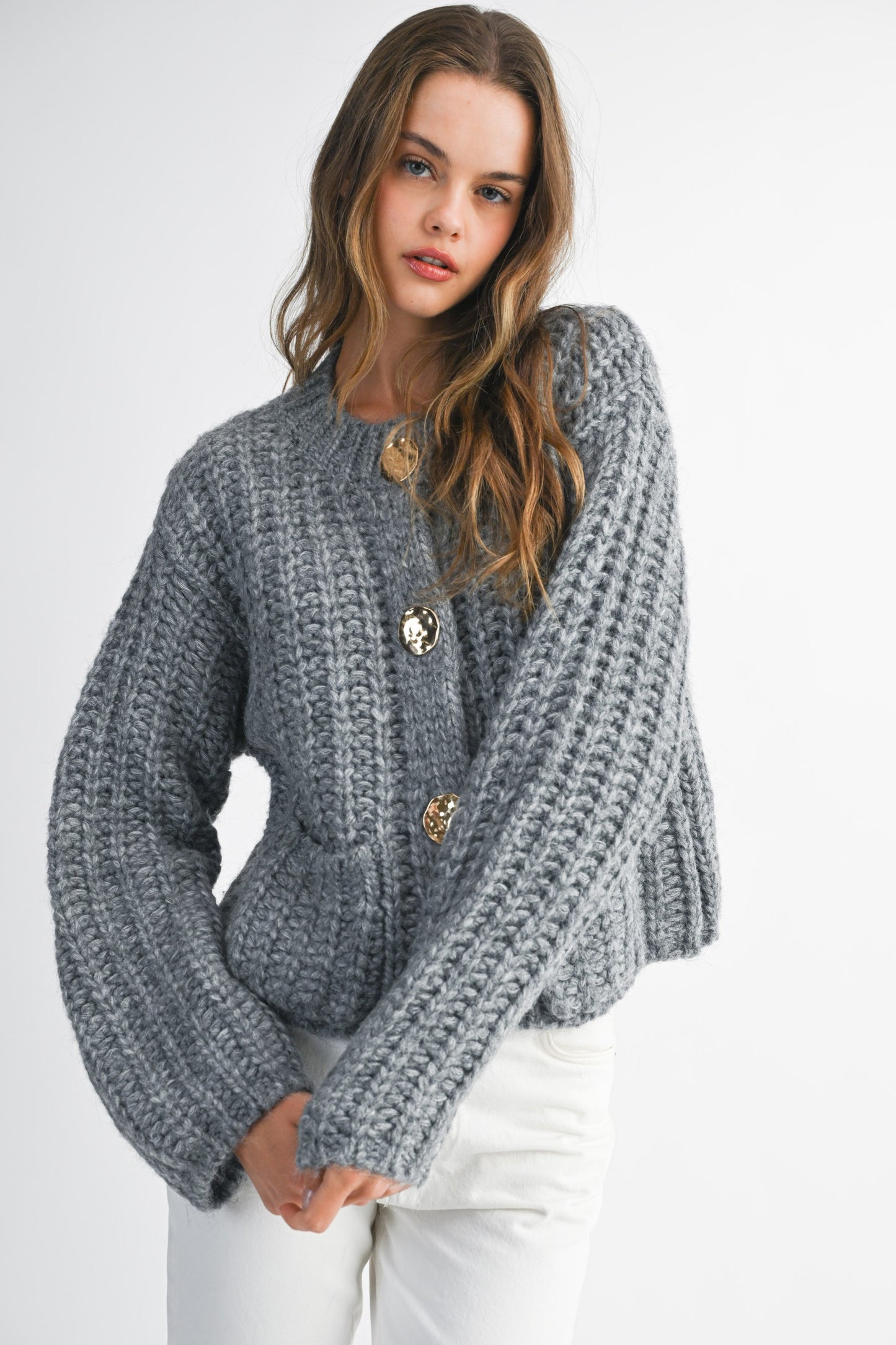 Chunky Knit Cardi - Grey