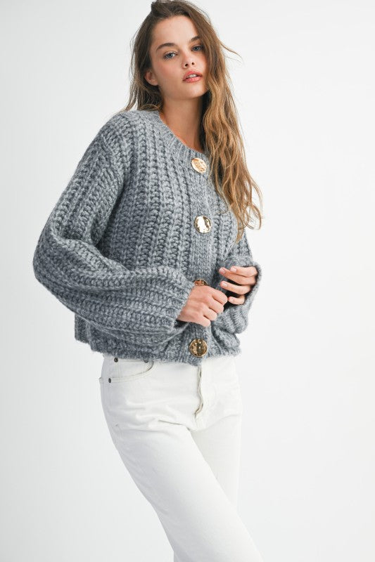 Chunky Knit Cardi - Grey