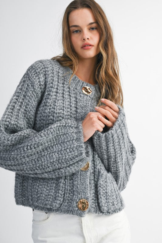 Chunky Knit Cardi - Grey