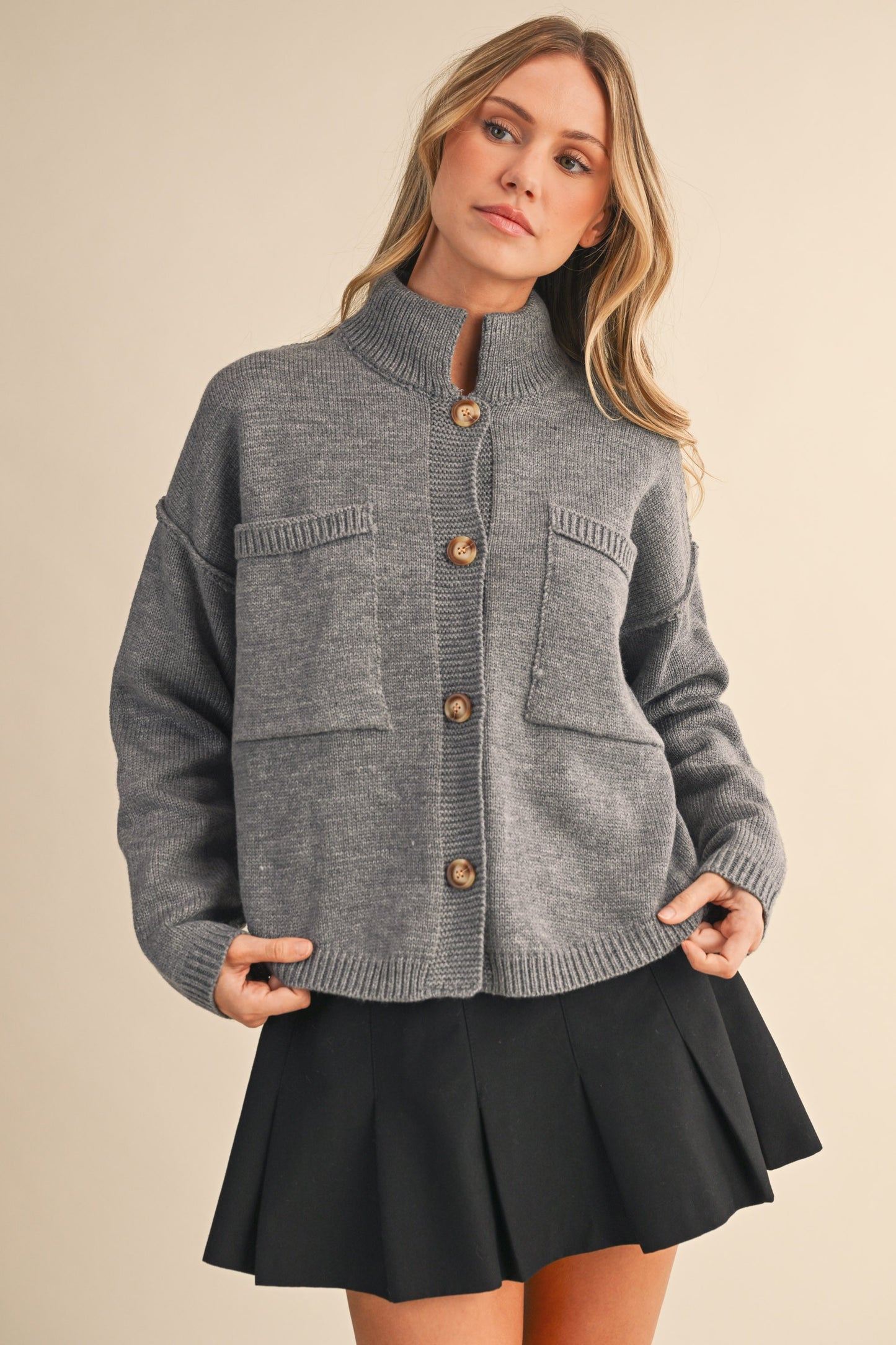 Meg High Neck Cardigan