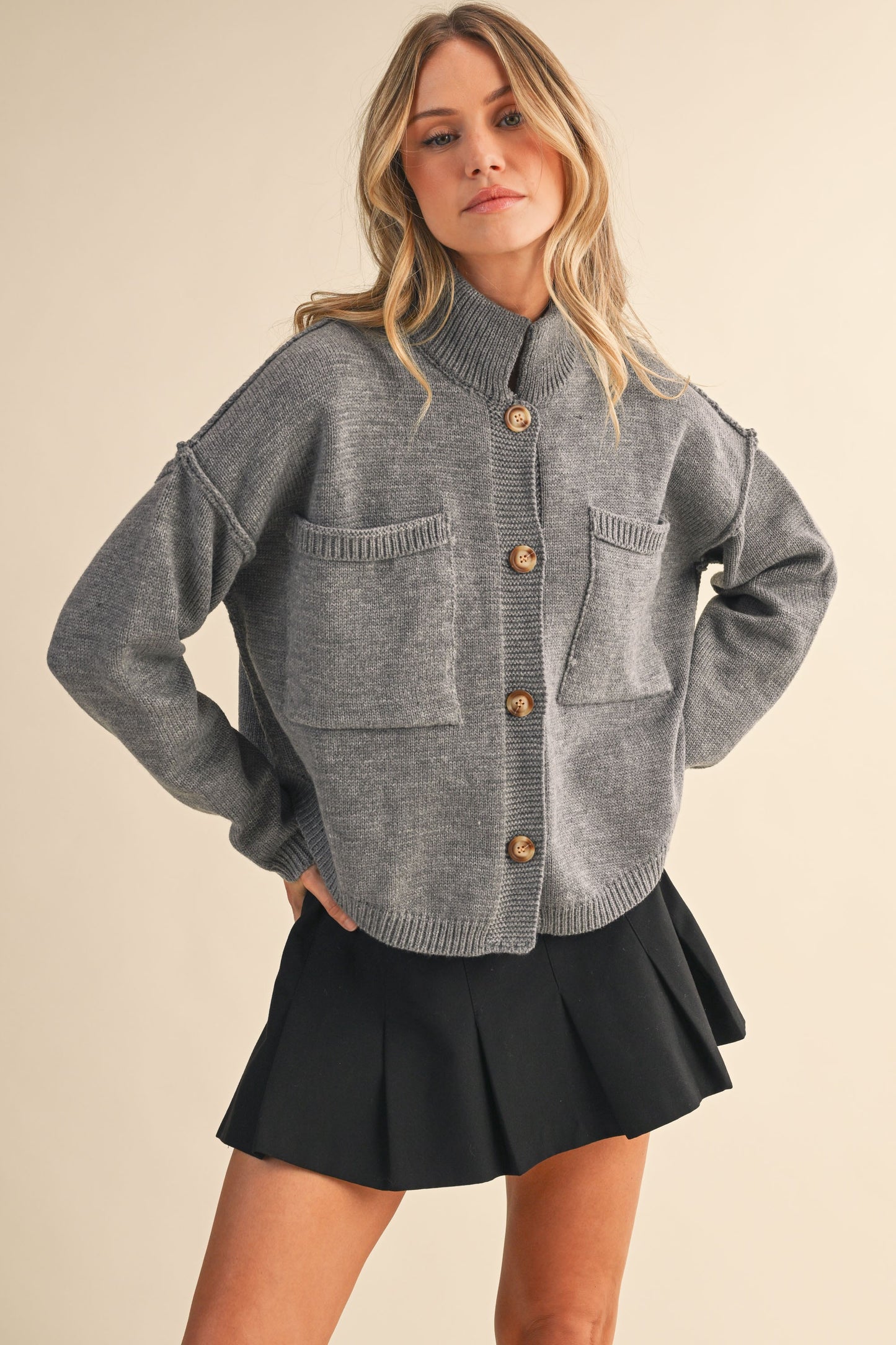 Meg High Neck Cardigan