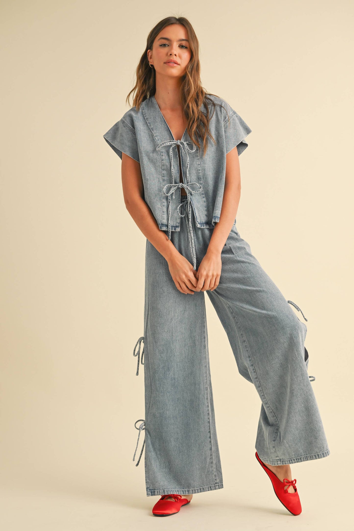 Denim Side Tie Pant