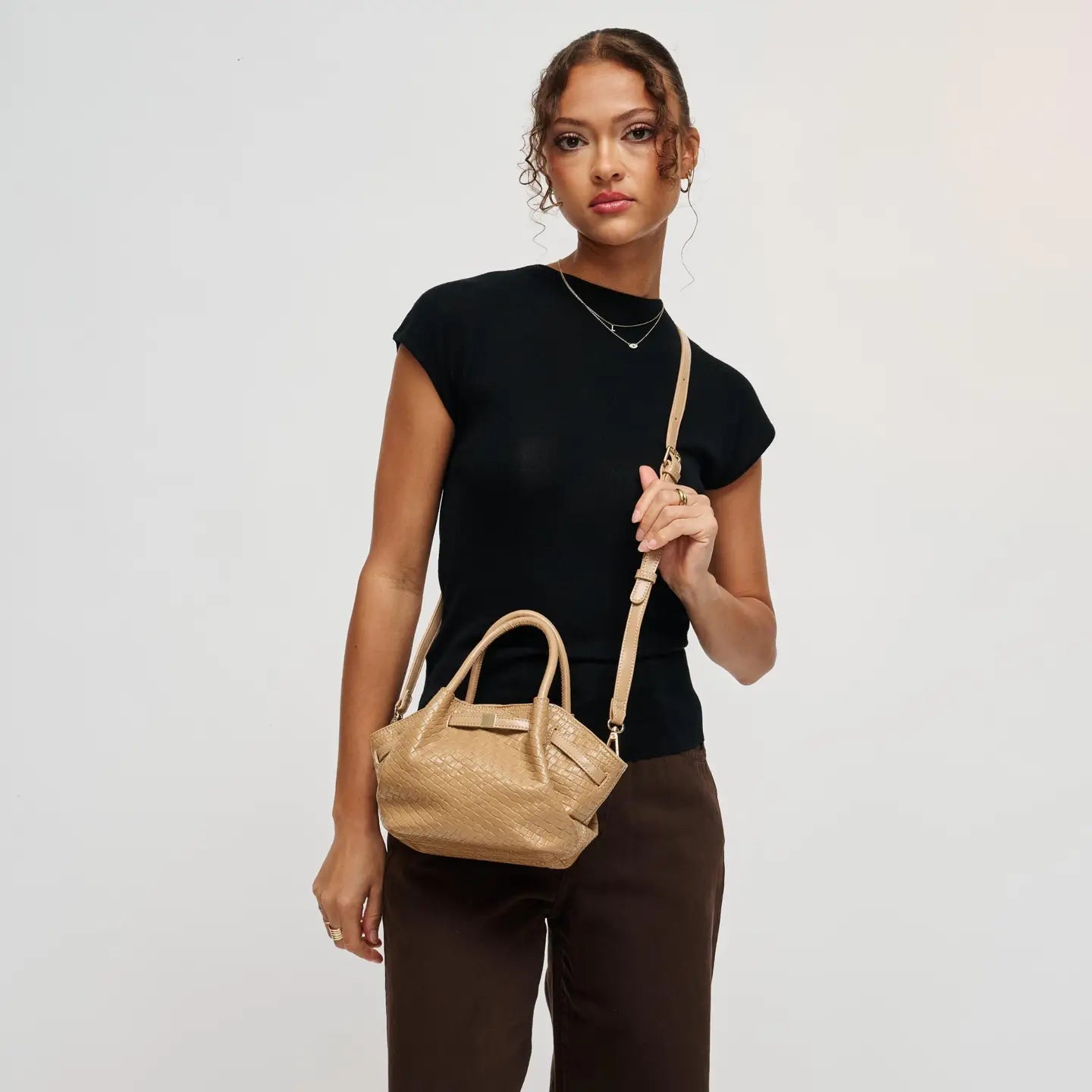 Selena Woven Crossbody - Tan