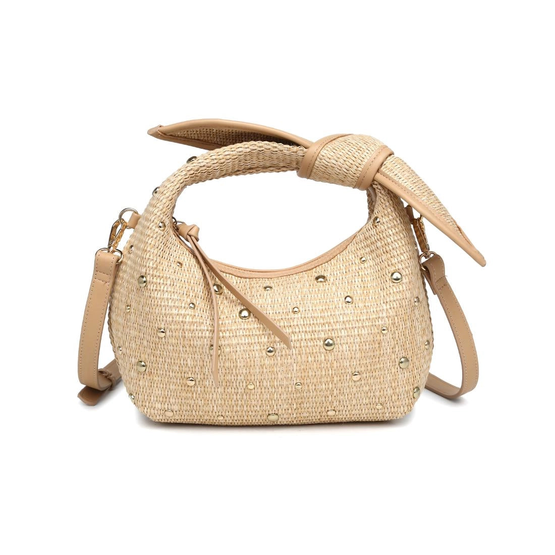 Paloma Studded Knot Straw Bag