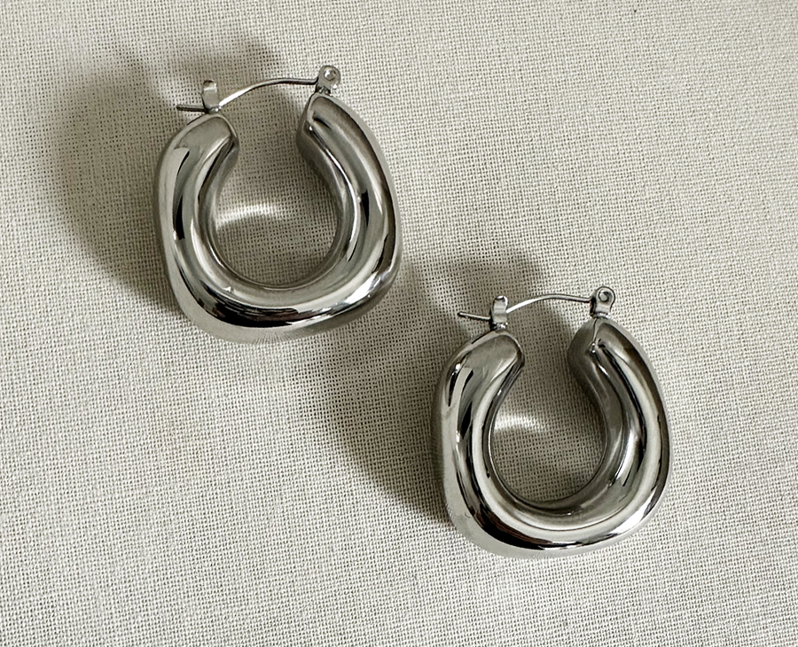 Chunky Silver Hoop Earrings