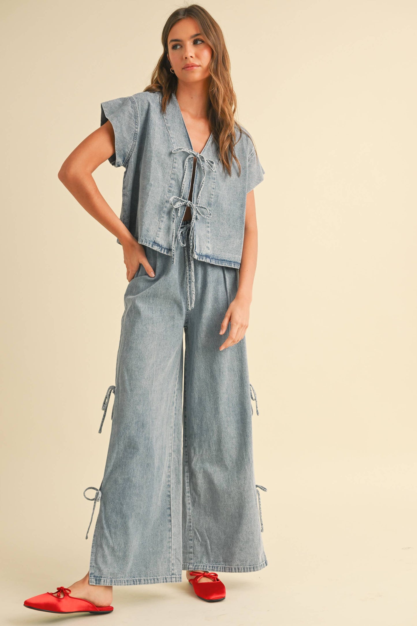 Denim Side Tie Pant