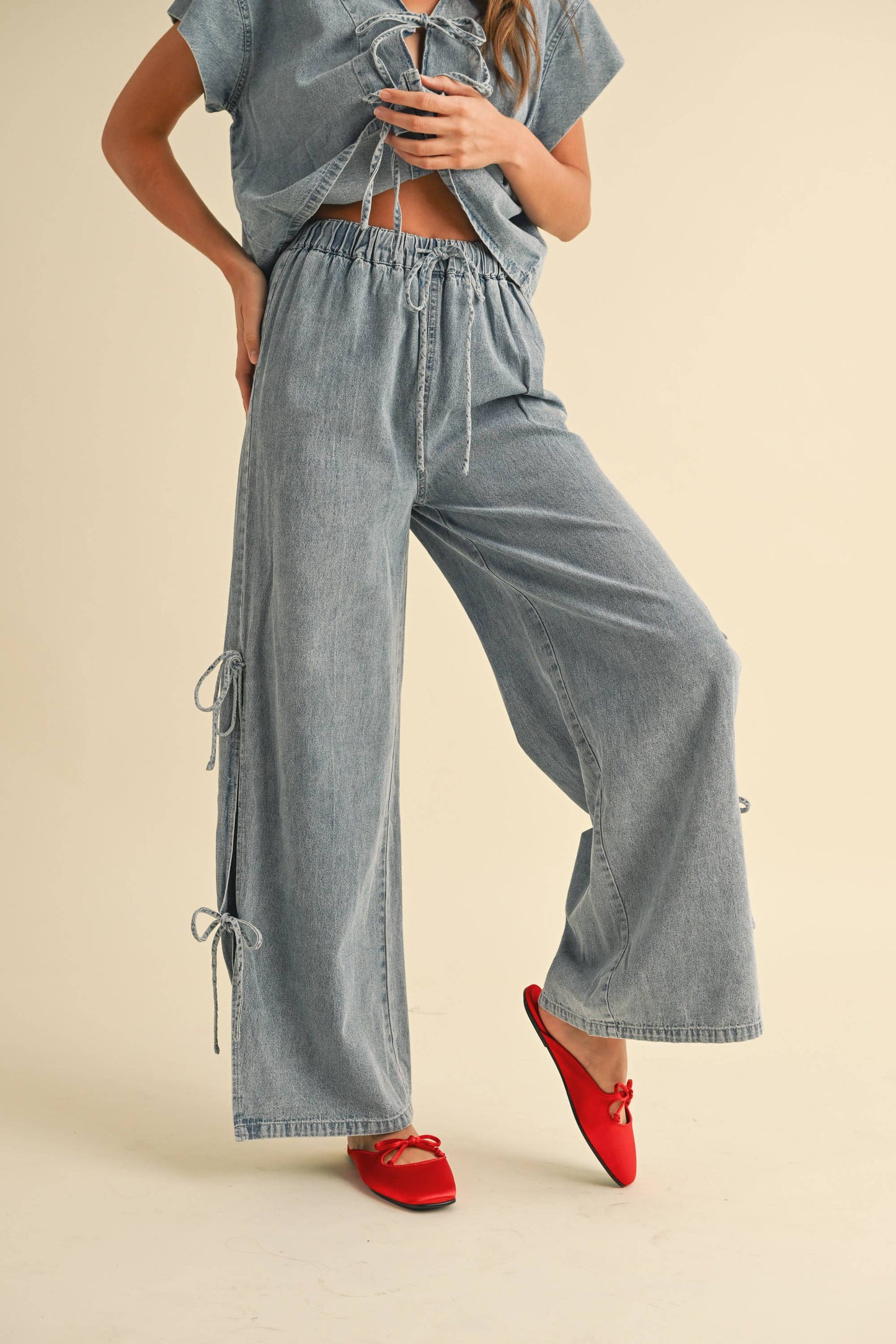 Denim Side Tie Pant