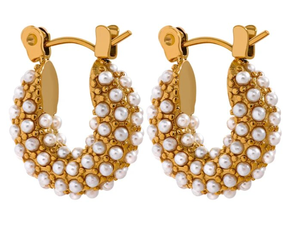 Princess Pearl Hoop Earrings