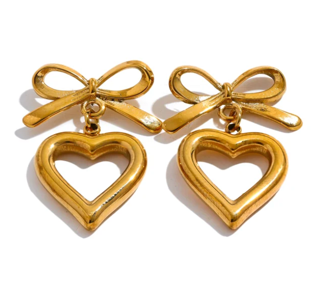 Bow Heart Earrings