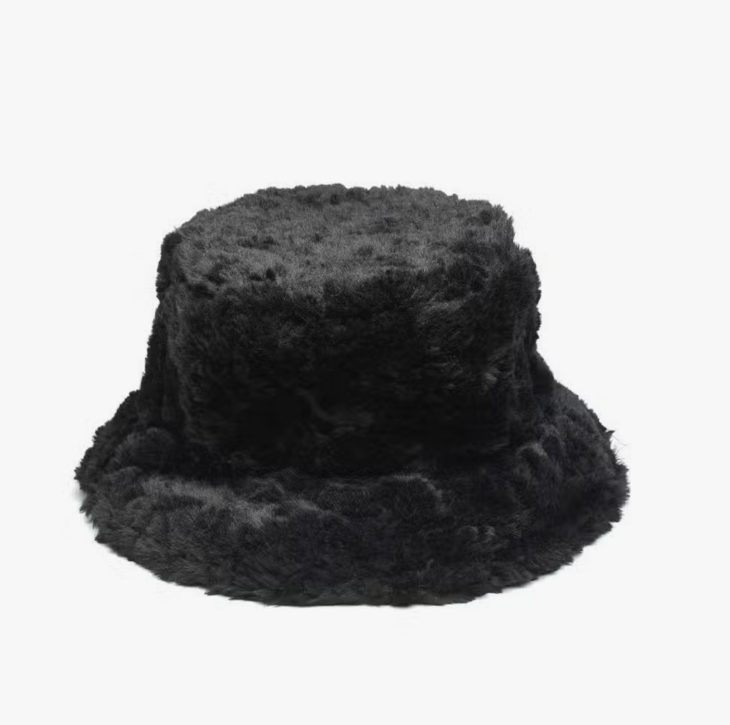 Faux Fur Bucket Hat - Black