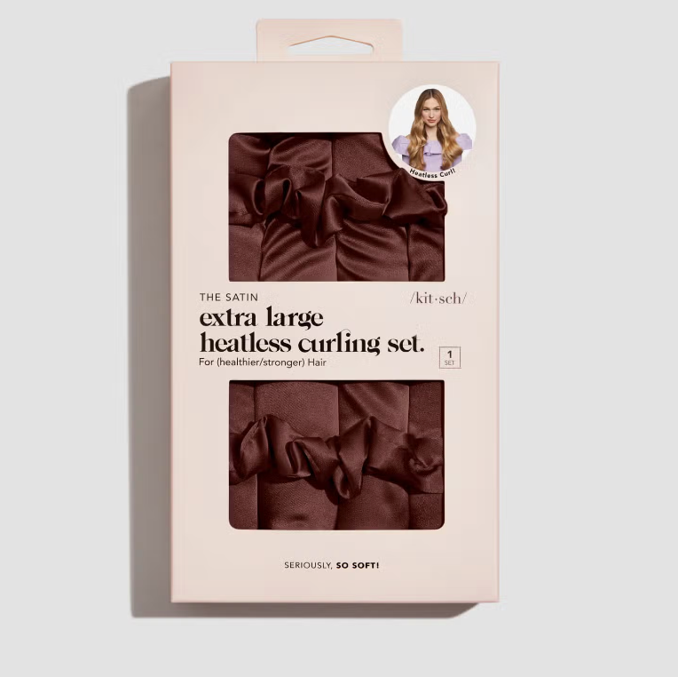 XL Satin Heatless Curling Set - Chocolate