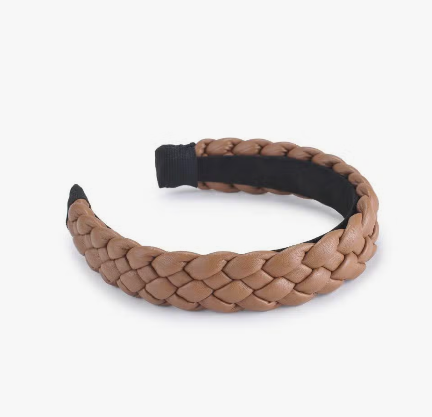 Braided Vegan Leather Headband - Mocha