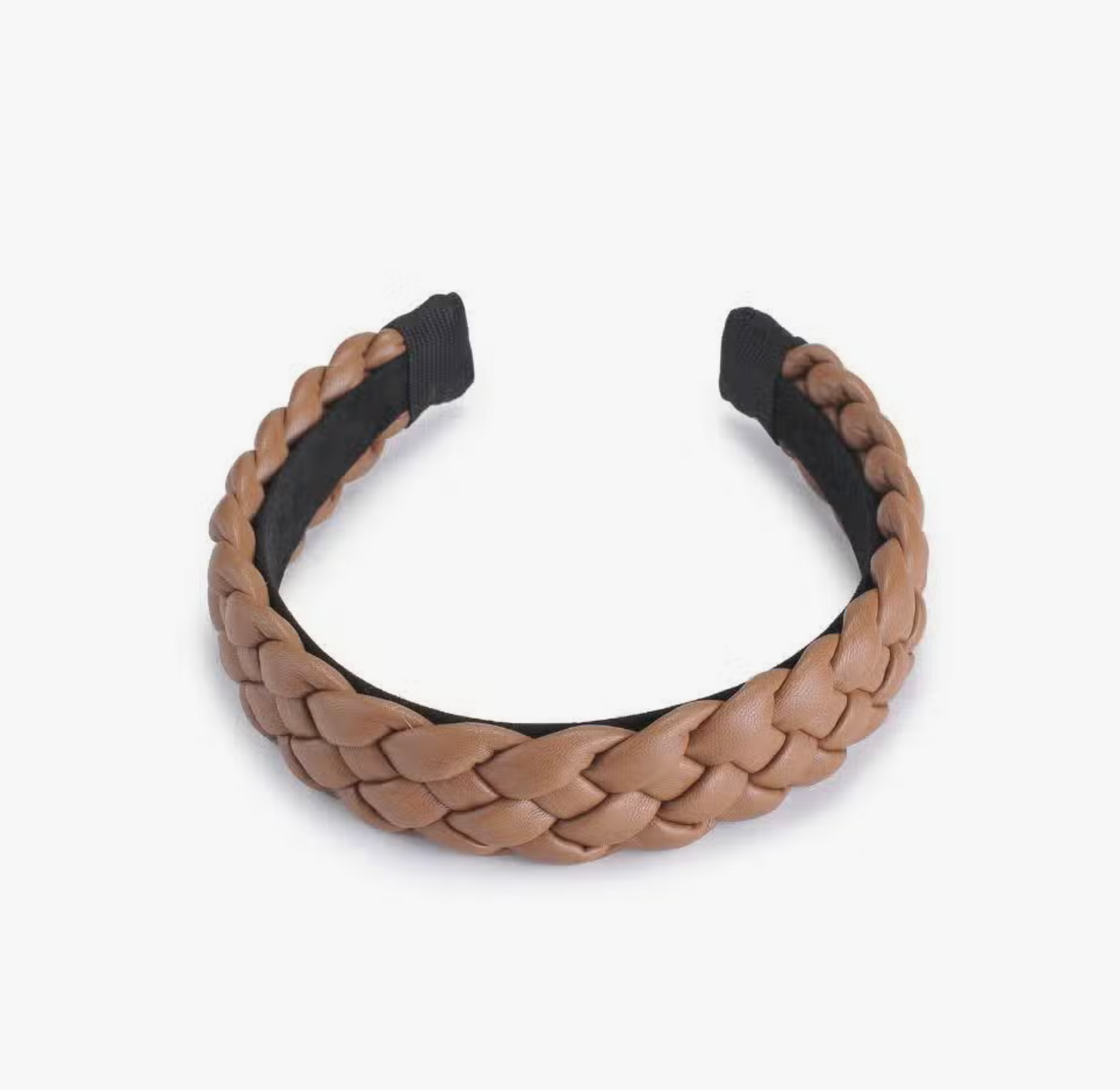 Braided Vegan Leather Headband - Mocha
