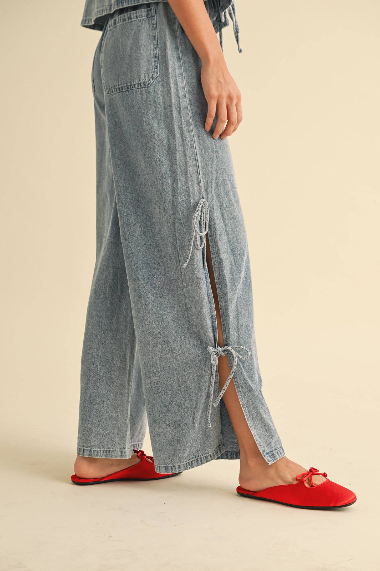 Denim Side Tie Pant