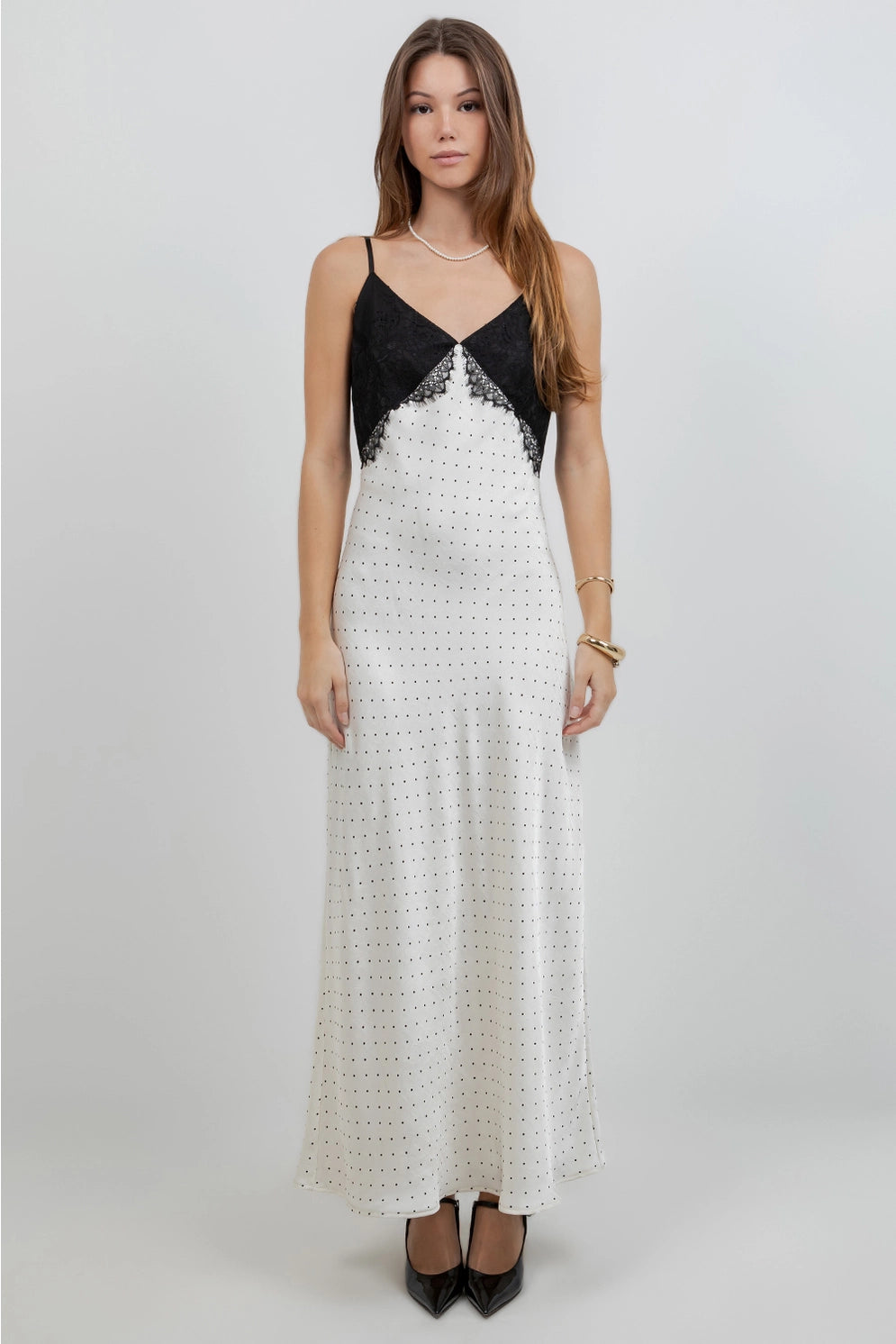 Polka Dot Satin Slip Dress
