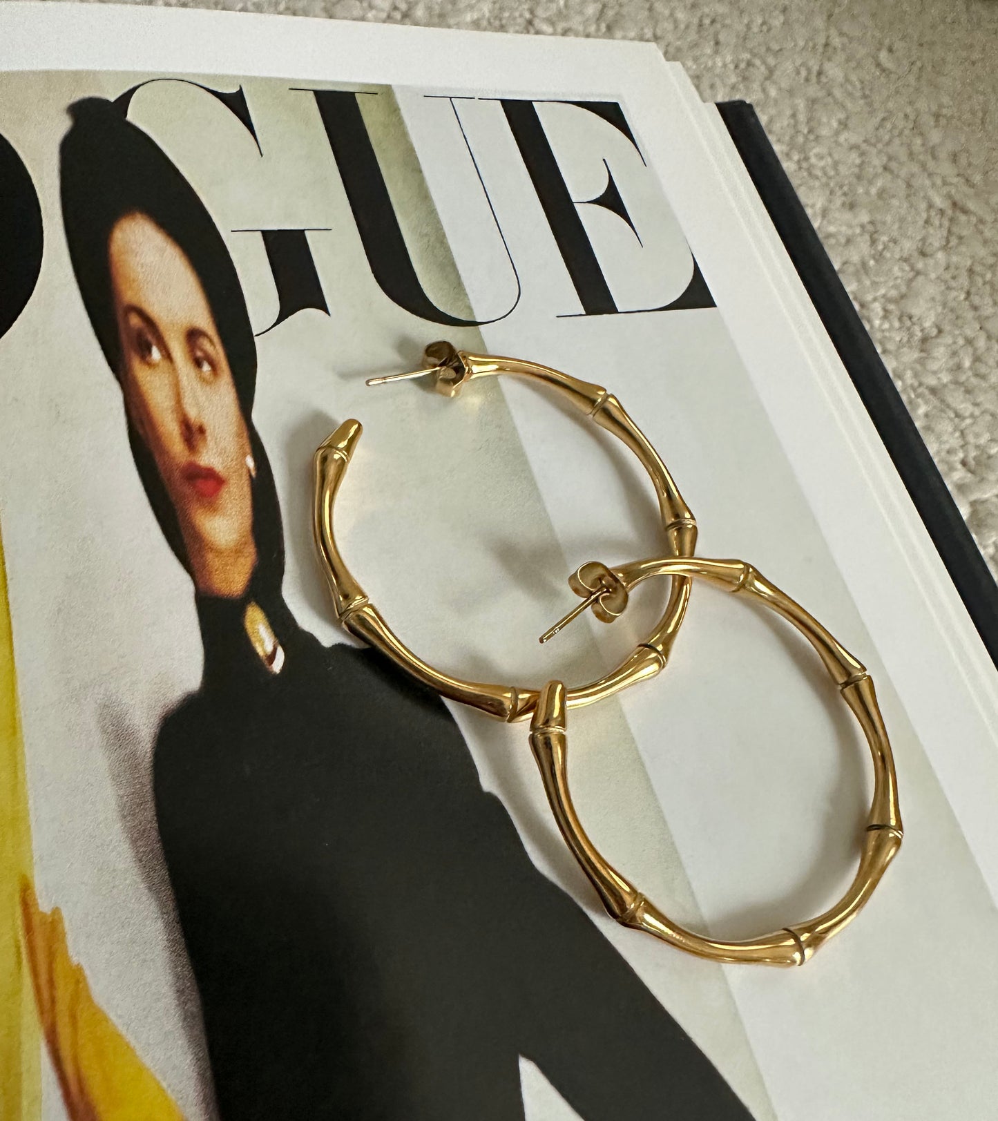Thin Bamboo Hoop Earrings