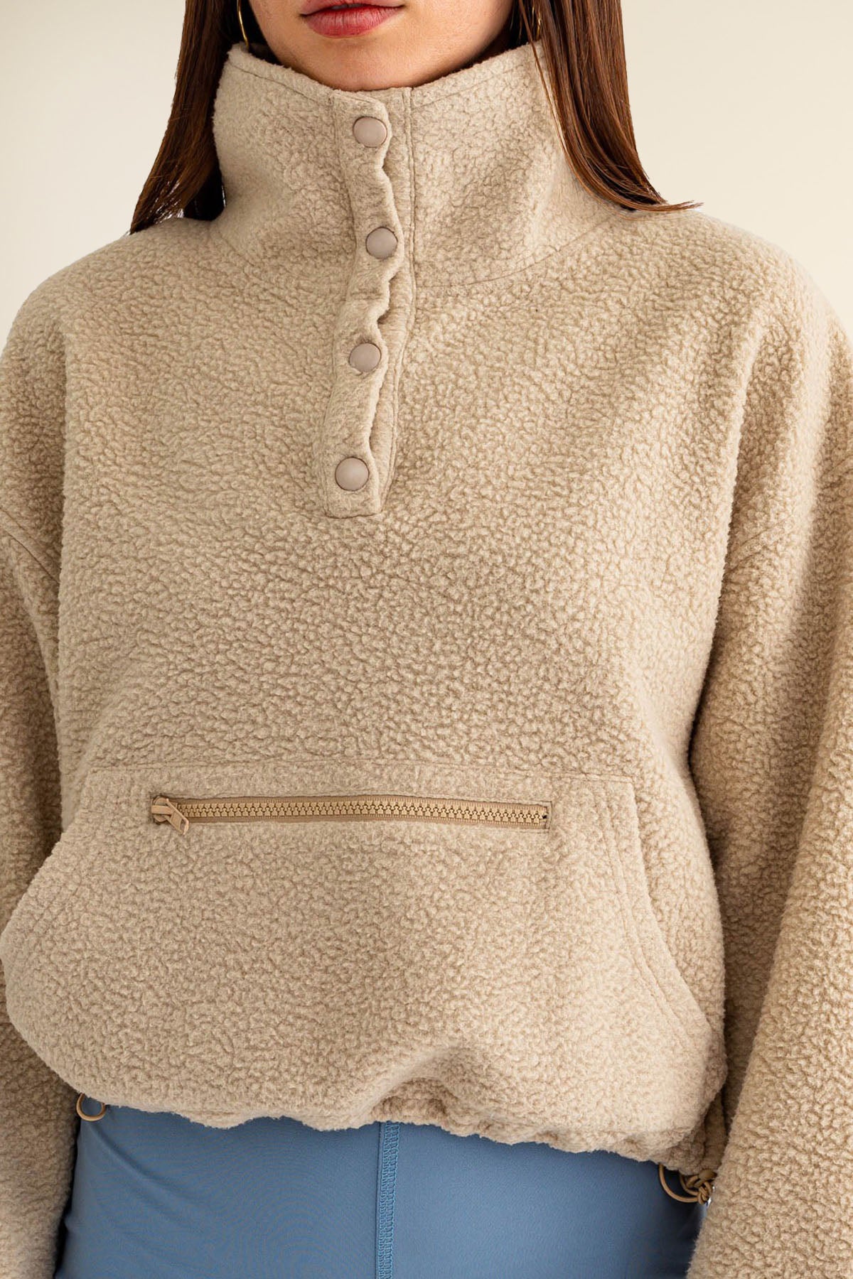 Boxy Fleece Pullover - Taupe