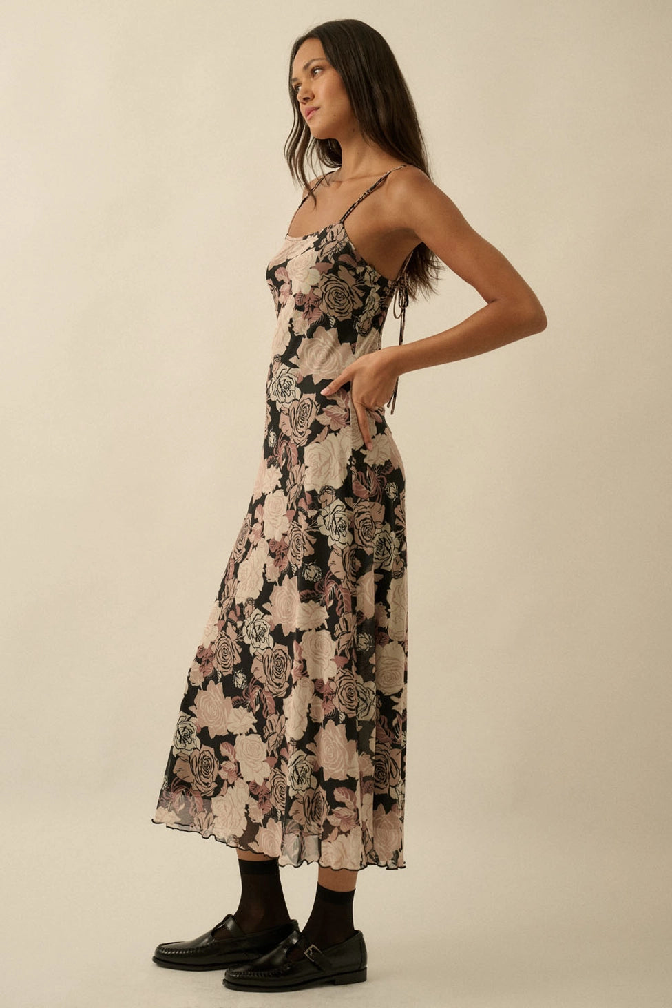 Floral Mesh Midi Dress