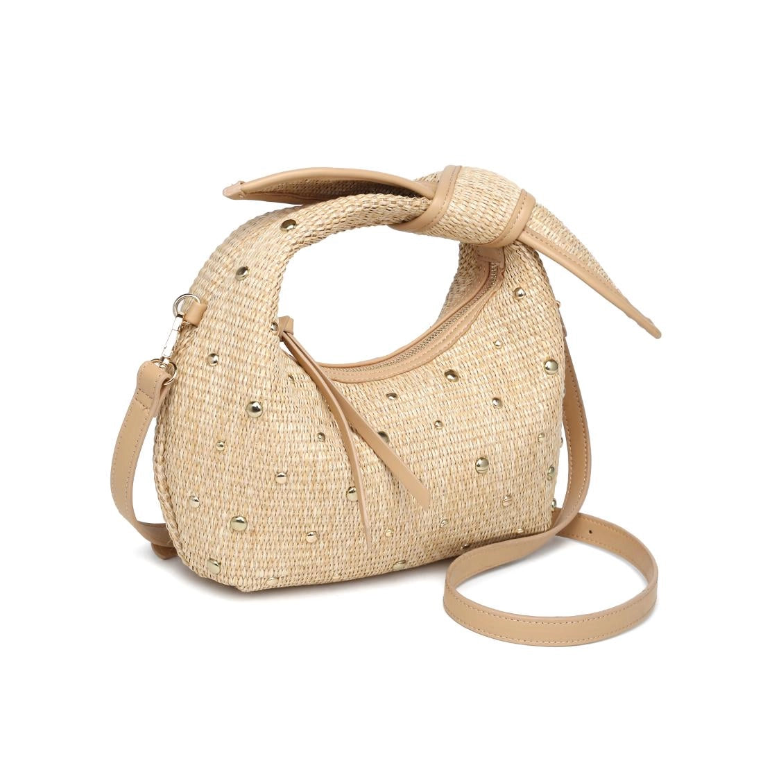 Paloma Studded Knot Straw Bag
