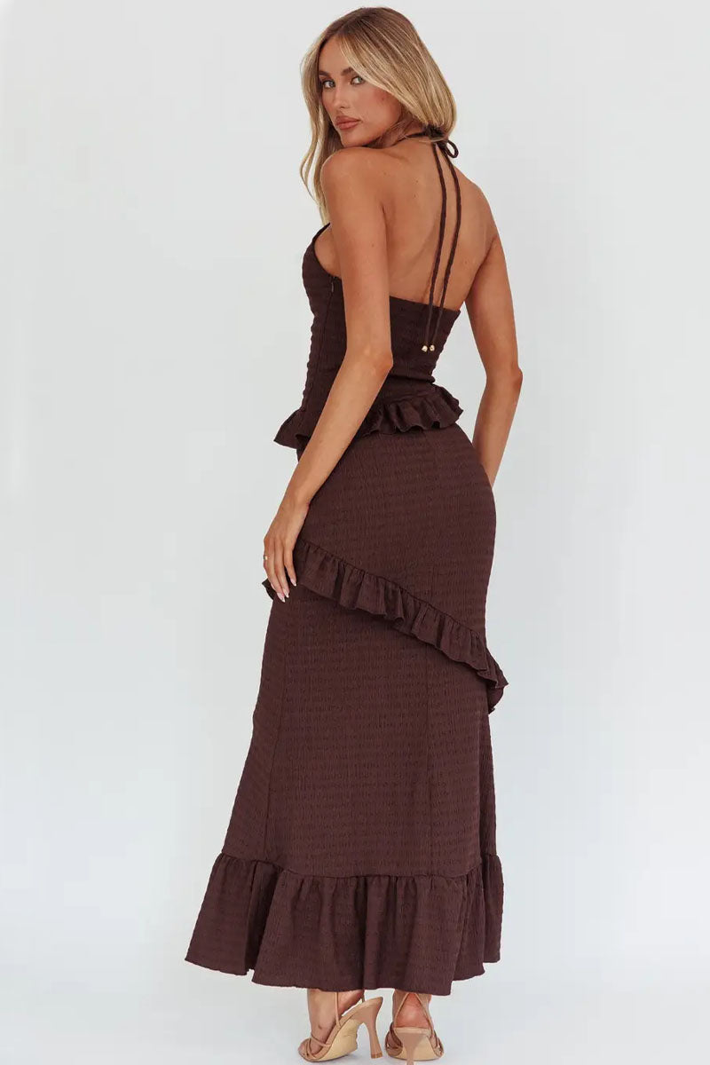 Chocolate Crinkle Maxi Dress
