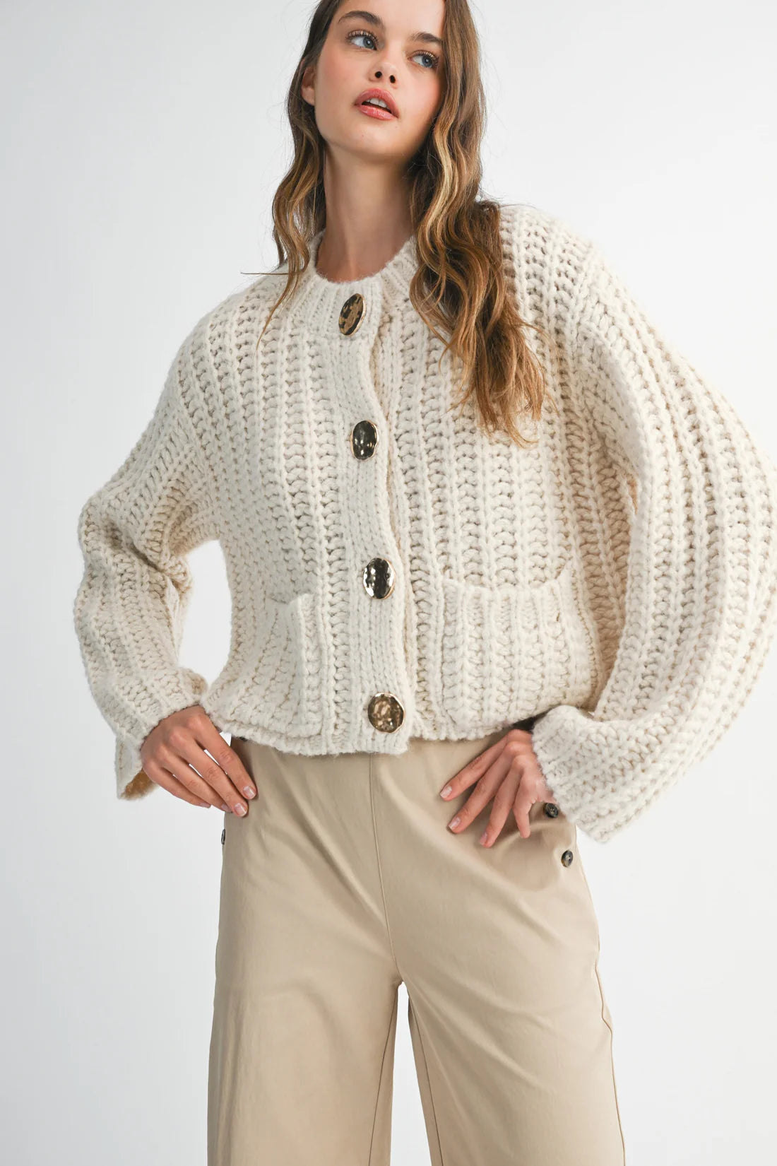 Chunky Knit Cardi - Cream