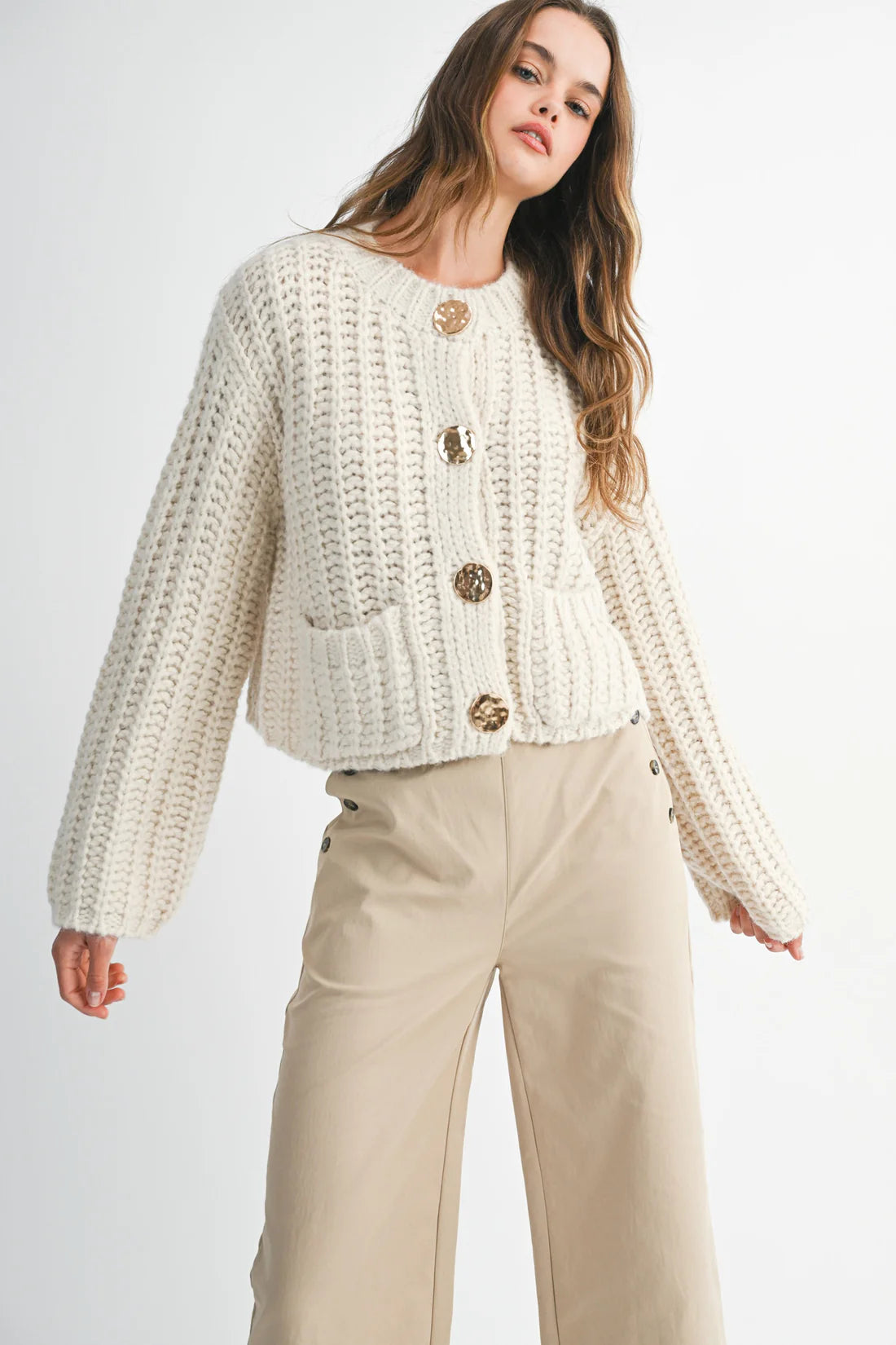 Chunky Knit Cardi - Cream