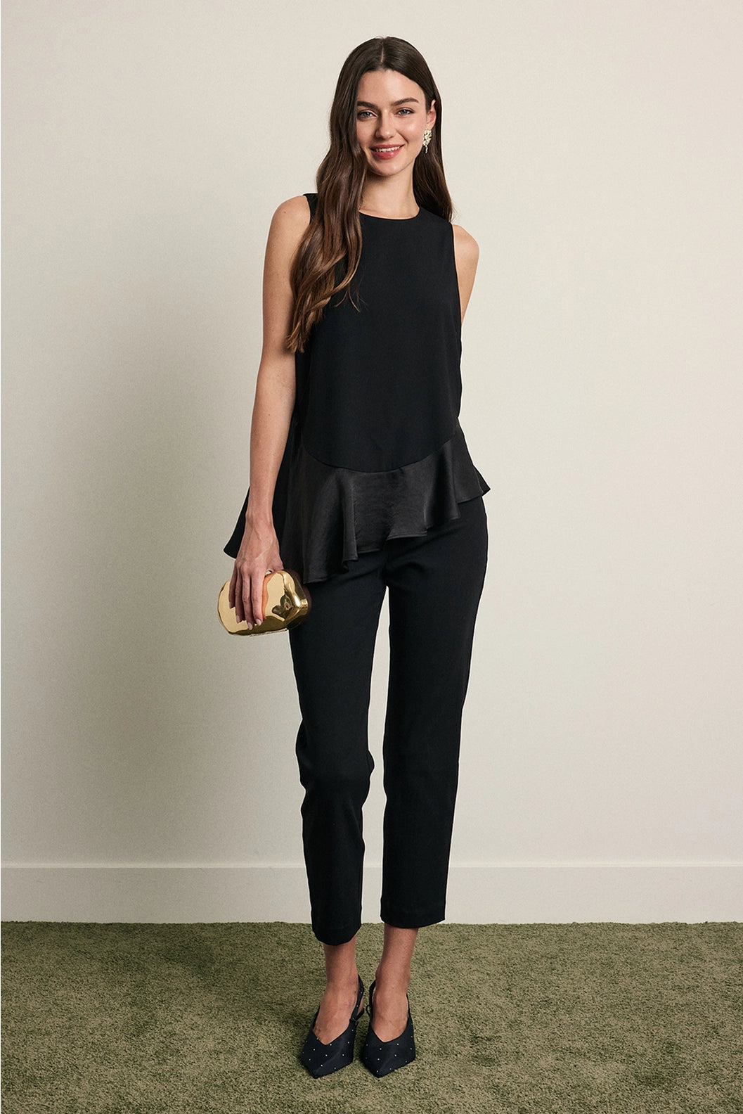 Faith Satin Ruffle Hem Blouse