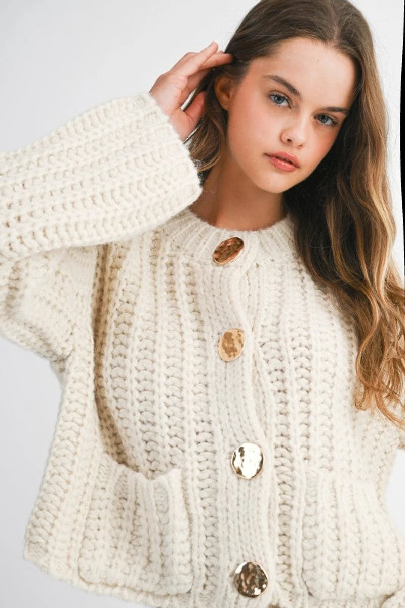Chunky Knit Cardi - Cream